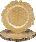 Set of 8 Gold Reef Charger Plates for Elegant Dining