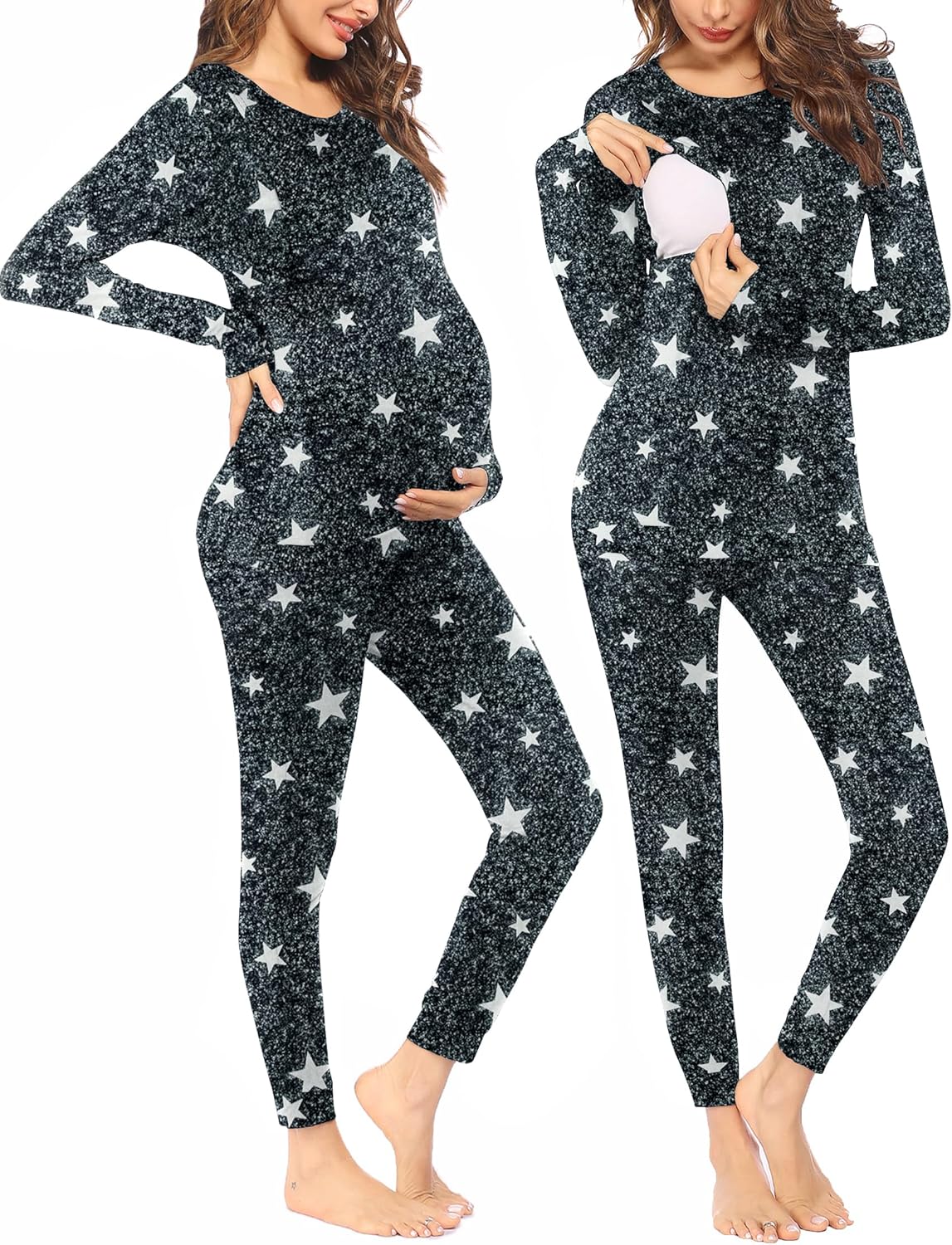 Ekouaer Nursing Pajama Set for Comfortable Breastfeeding Sleepwear