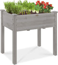 Raised Garden Bed 34x18x30in Elevated Wood Planter - Ergonomic Herb