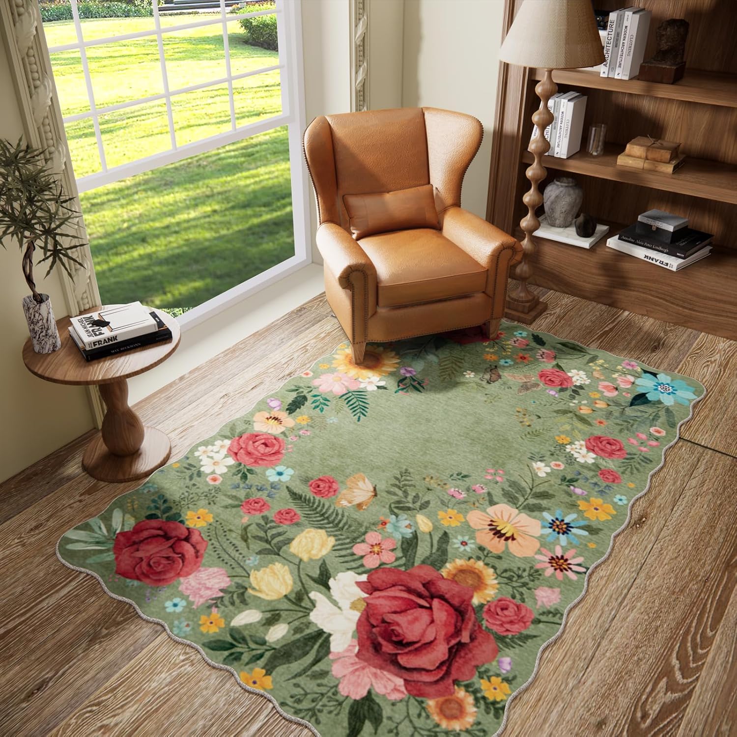 Washable Floral Rugs for Living Room and Dining Room Use