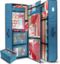 Wrapping Paper Storage Container 30-Roll Capacity Blue - With Wheels