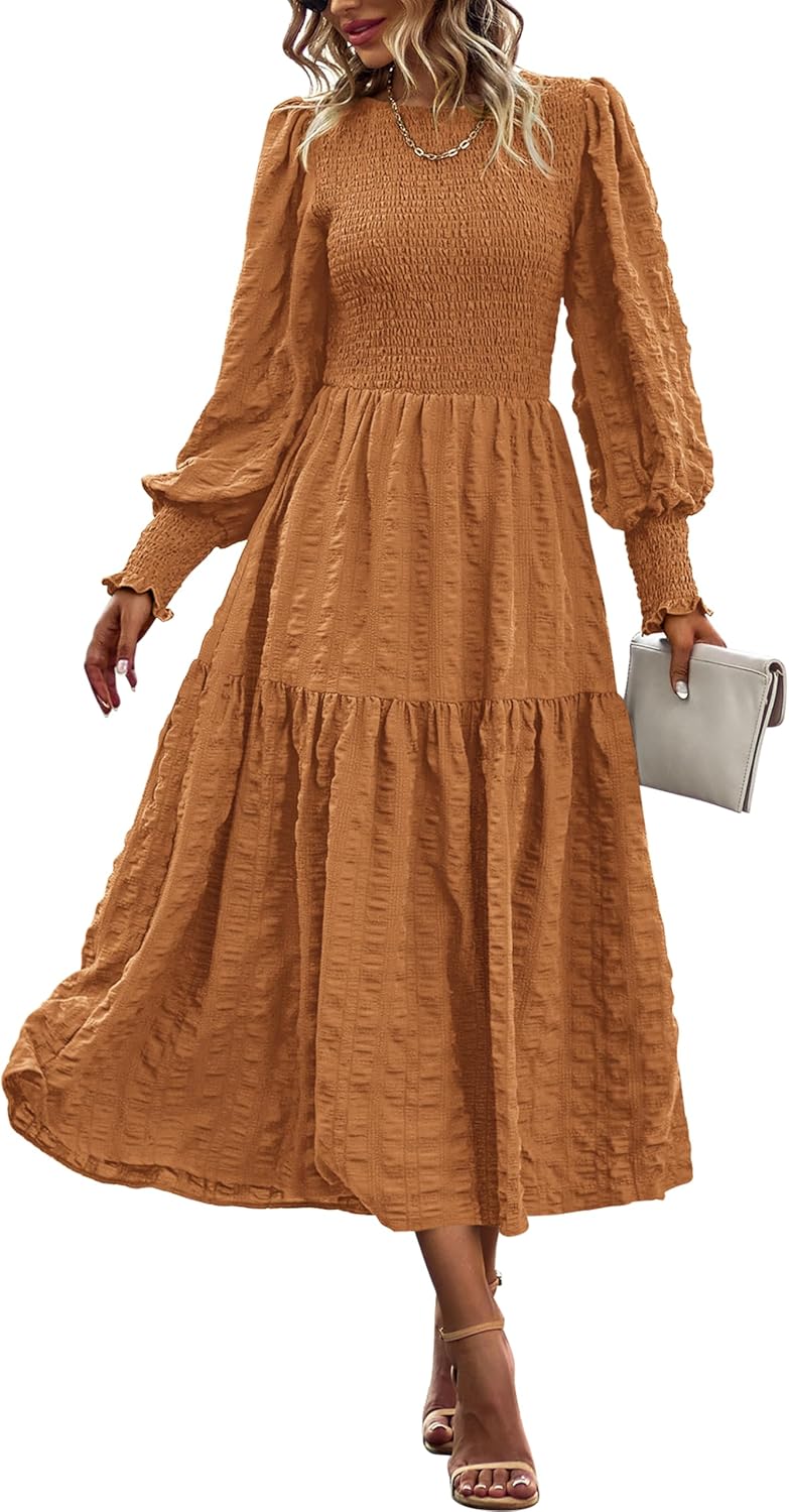 PRETTYGARDEN Women Puff Long Sleeve Maxi Dress for Spring 2025