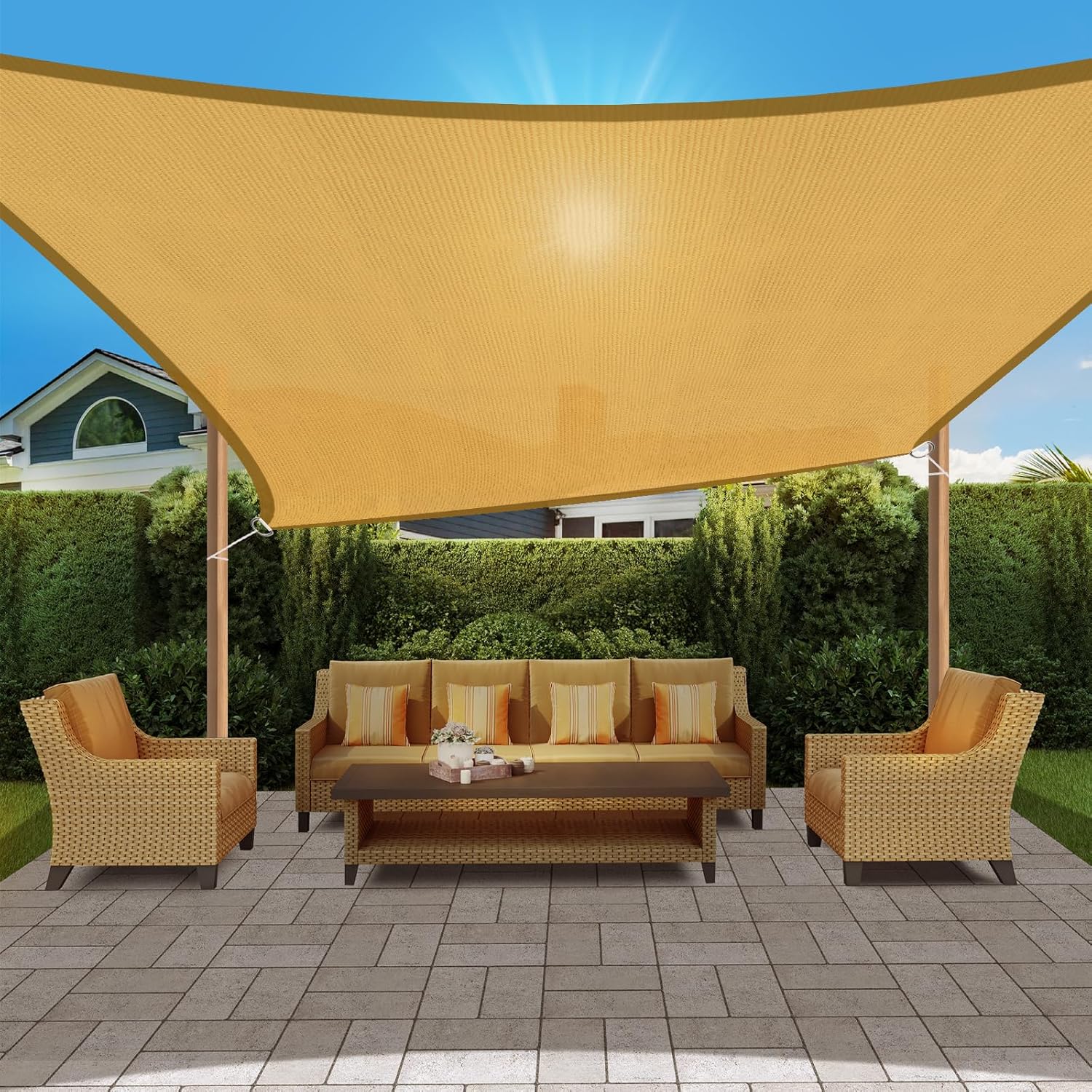 HappyTrends Heavy Duty UV Protection Sun Shade Sail for Outdoors