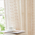Boho Curtains for Bedroom Linen Blend Embroidered Bordered Drapes 63in