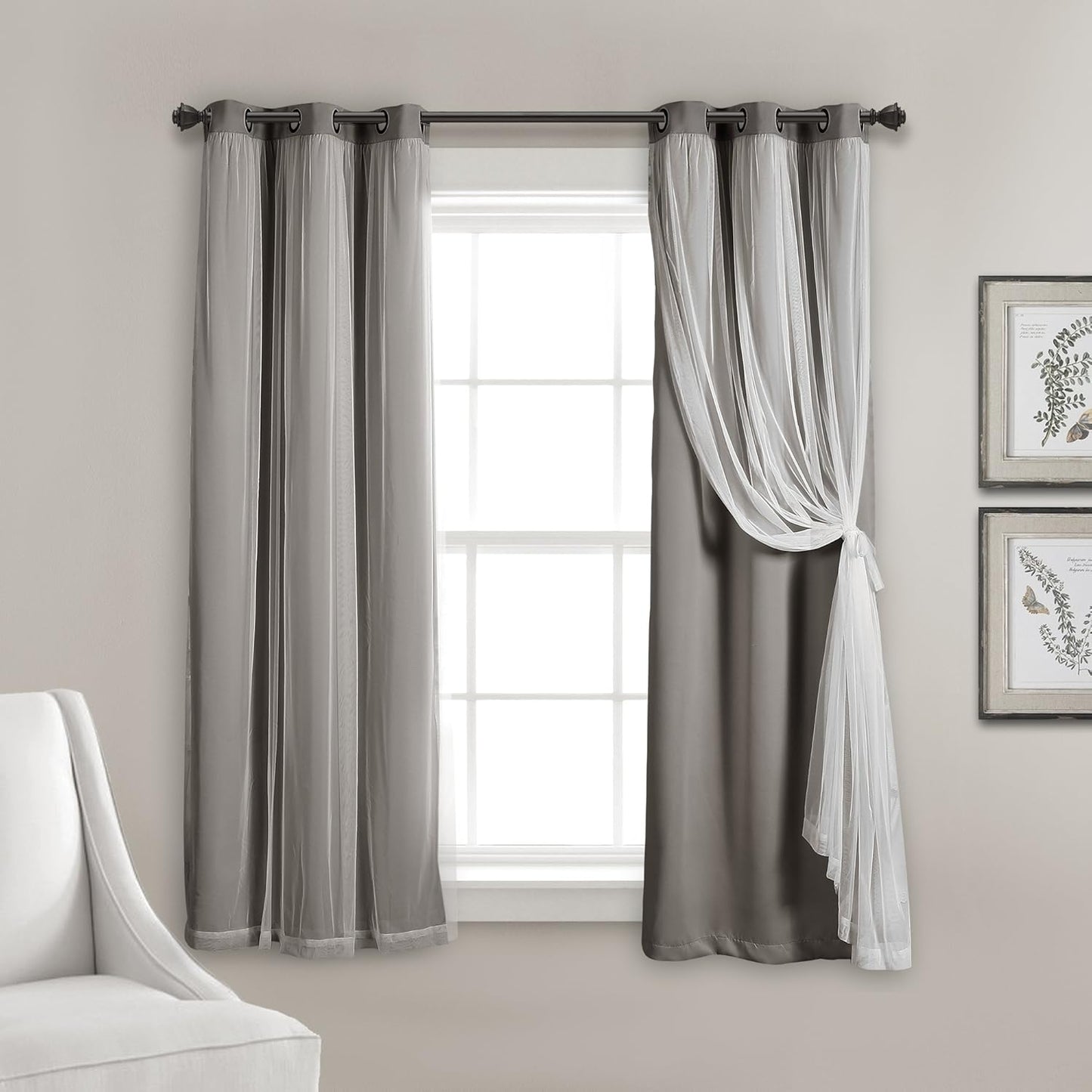 Lush Decor Sheer Grommet Curtains with Insulated Blackout Lining