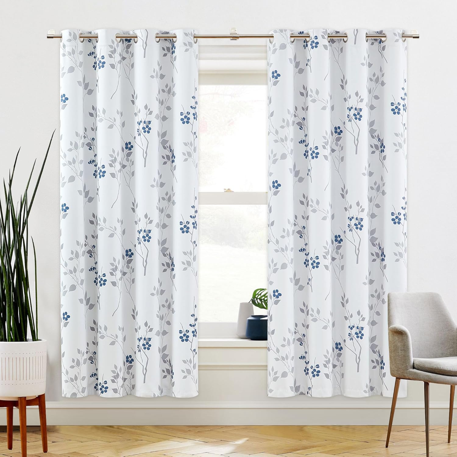 Beauoop Floral Blackout Curtains for Bedroom and Living Room