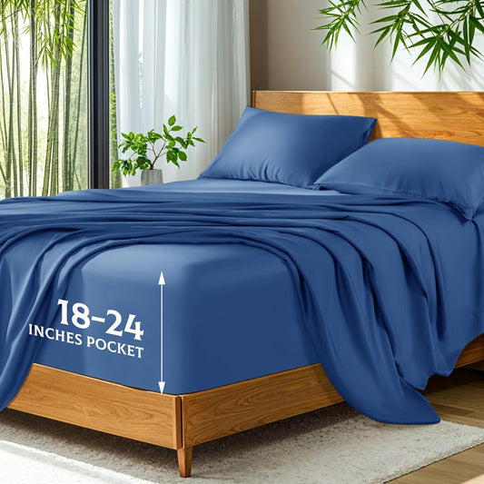 SONORO KATE Bamboo Sheets for Queen Bed - Ultra Soft & Cooling