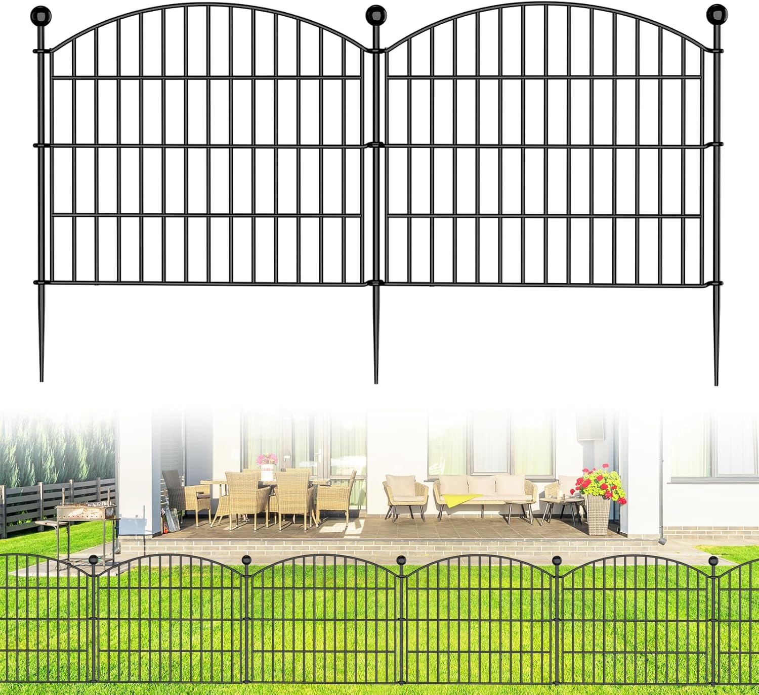 10 Panels No Dig Decorative Garden Fence for Pets and Yard