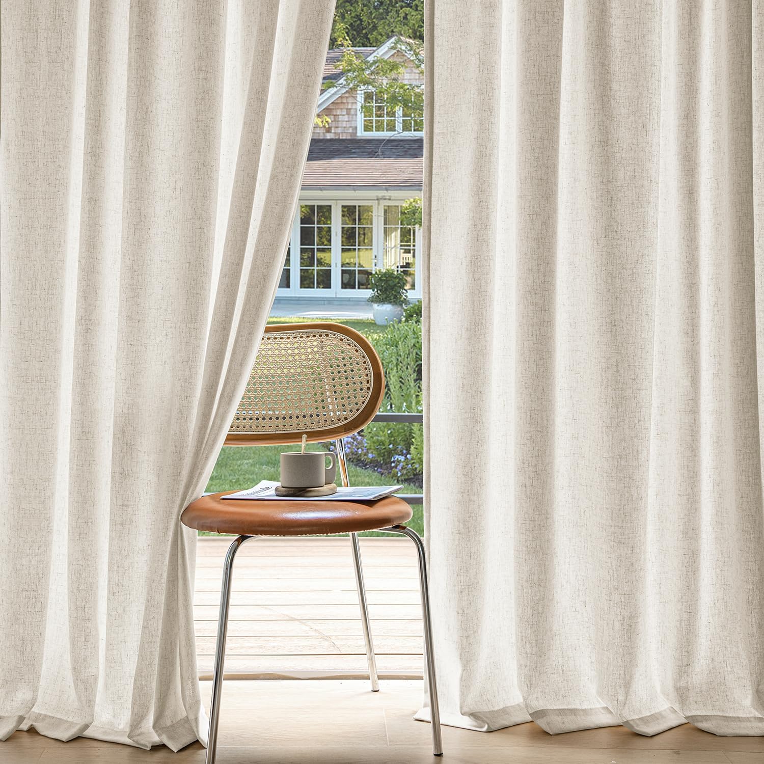 MIULEE Non-See-Through Privacy Linen Curtains for Home Decor
