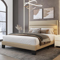 Full Size Platform Bed Frame with Upholstered Headboard - Sturdy