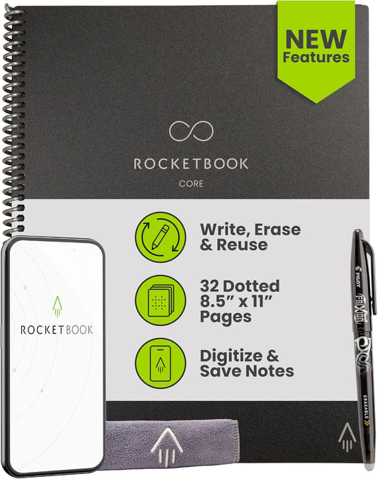 Rocketbook New Core Reusable Spiral Notebook for All Needs