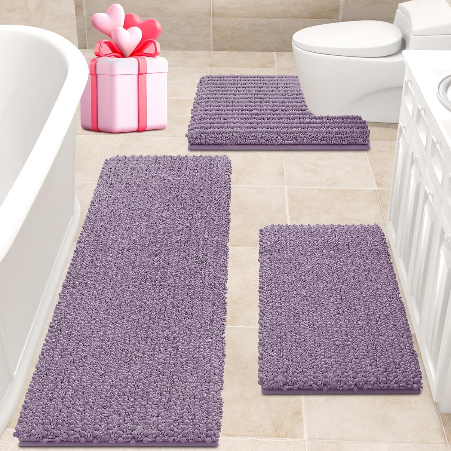 Ultra Soft Extra Large Lavender Bathroom Rug Set for Comfort