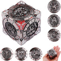 Red Silver DND Spinner Dice 7-in-1 Metal Cube Set - Unique RPG Dice