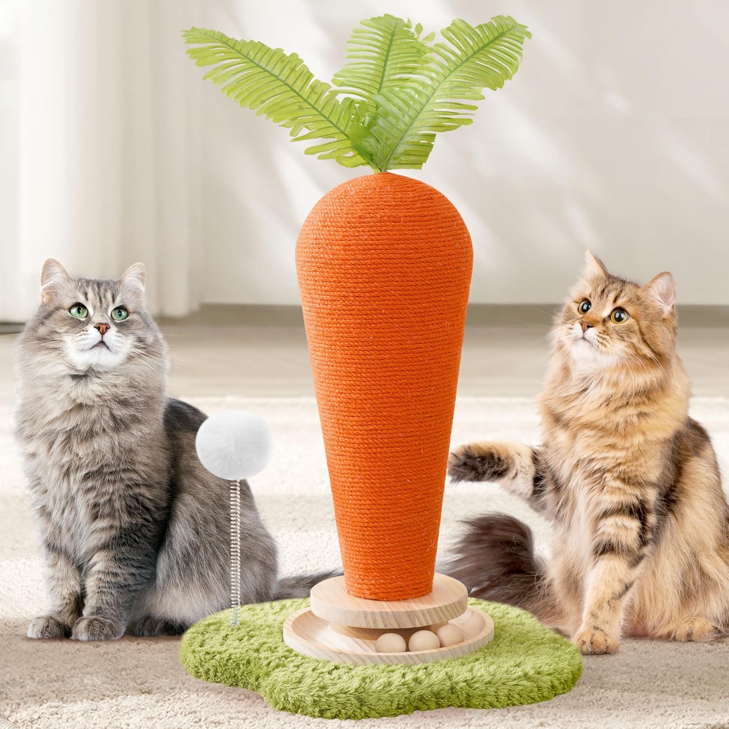 24ft H Cat Scratching Post Carrot with Catnip for Indoor Cats