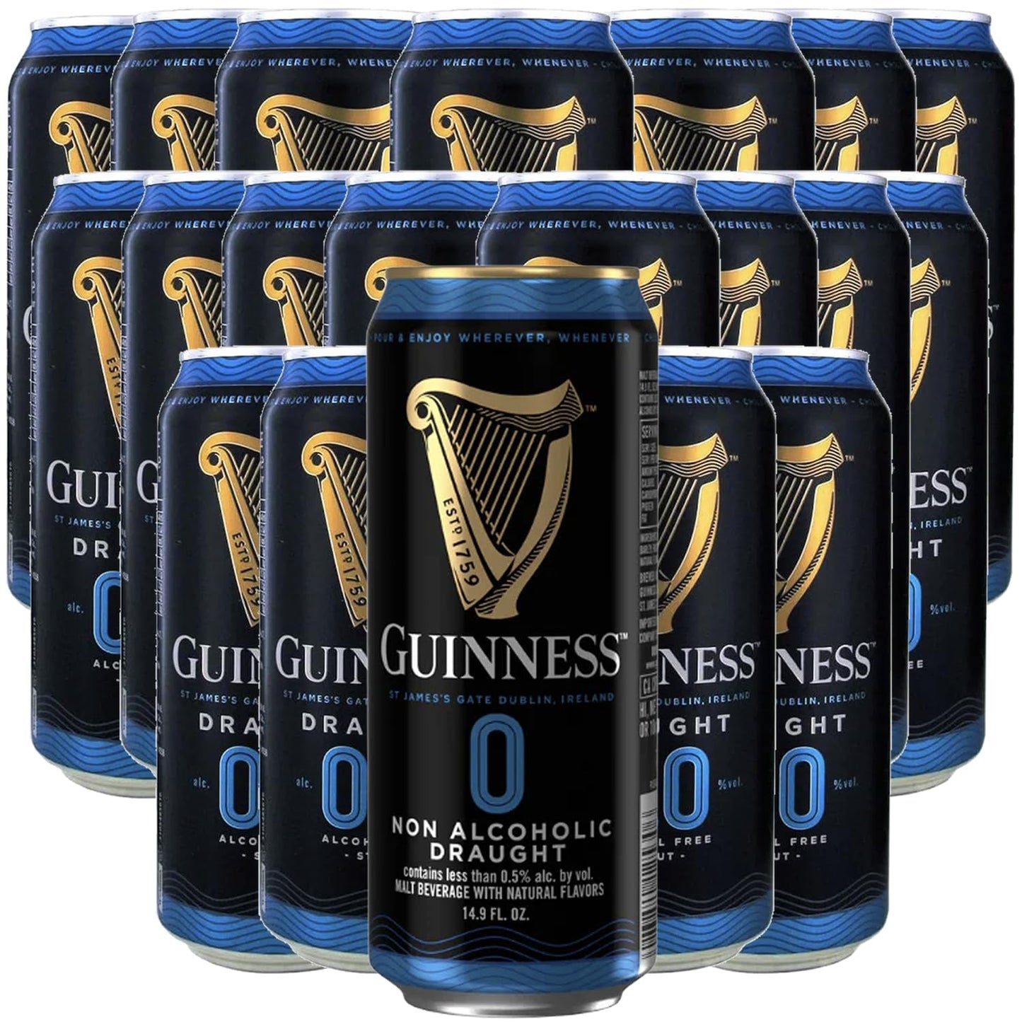 Guinness 0 Non-Alcoholic Draught Stout Beer - 20 Pack Cans