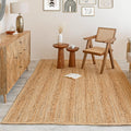 Natural Hand Woven Jute Area Rug 6ftx9ft - Rustic Braided Reversible