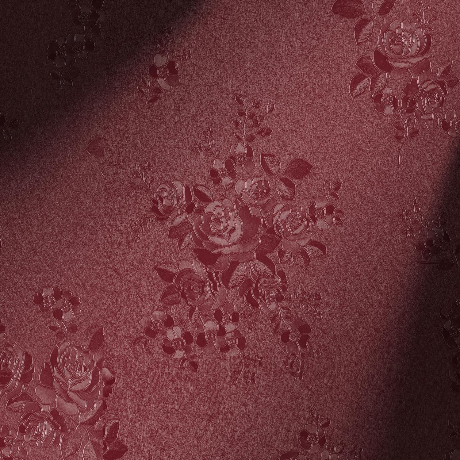 Retro Red Floral Embossed Wallpaper for Living Room Decor