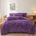 Dark Purple Faux Fur Comforter Cover Set for Cozy Bedrooms