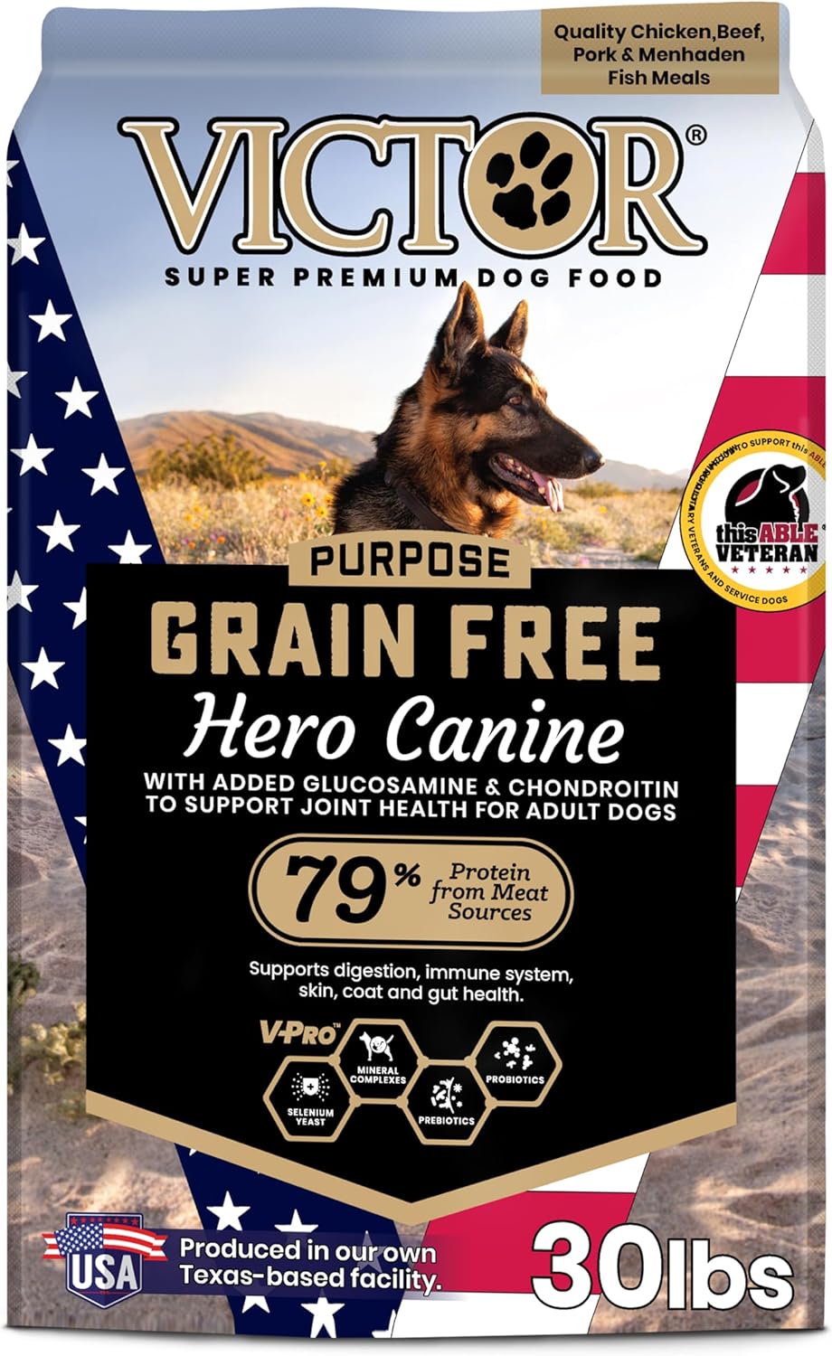 VICTOR Super Premium Dog Food for Active Adult Dogs 30lbs