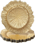 Round 13ft Gold Charger Plates Set of 6 - Elegant Reef Design