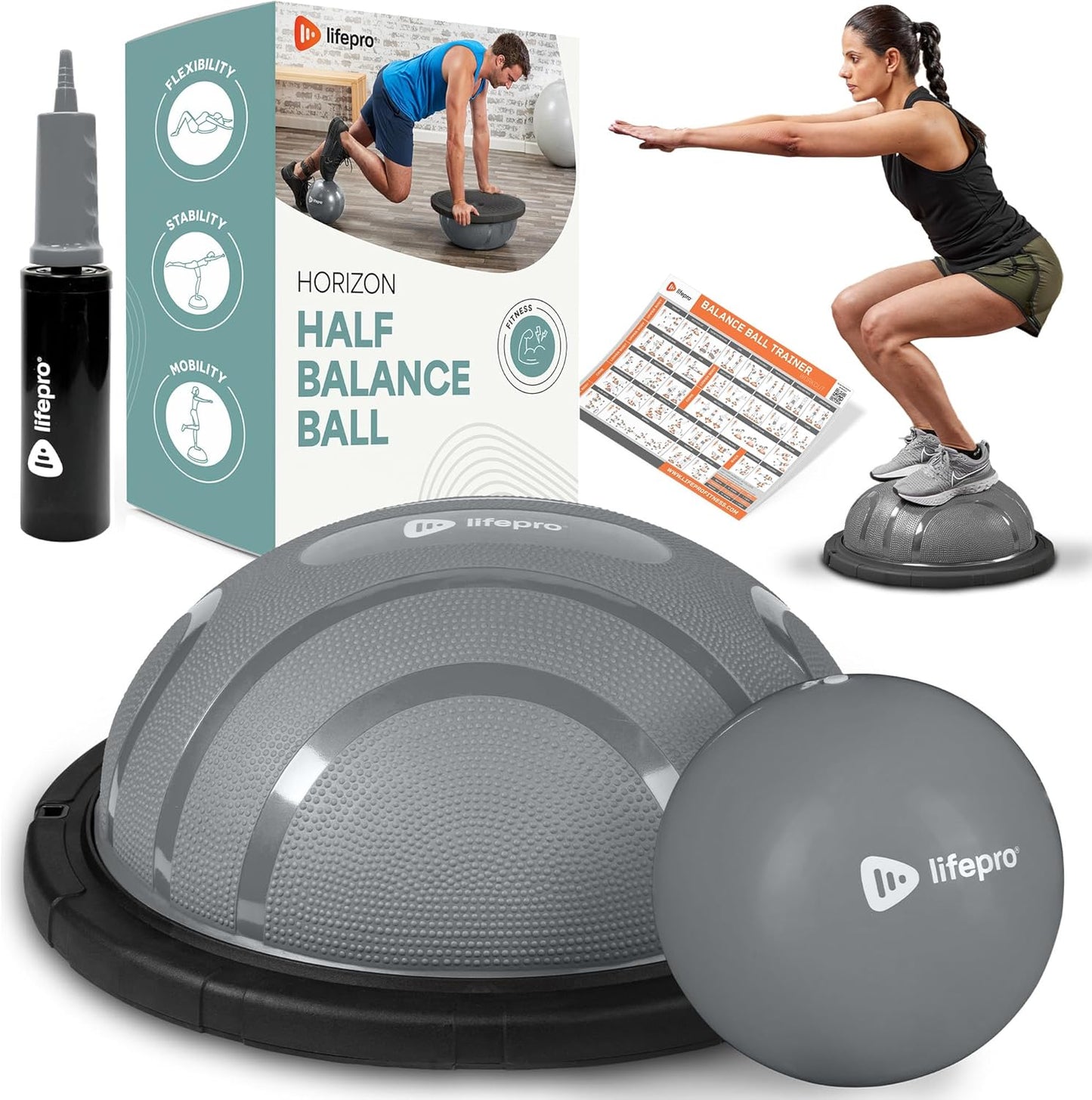 Lifepro Half Balance Ball Trainer for Stability and Workouts