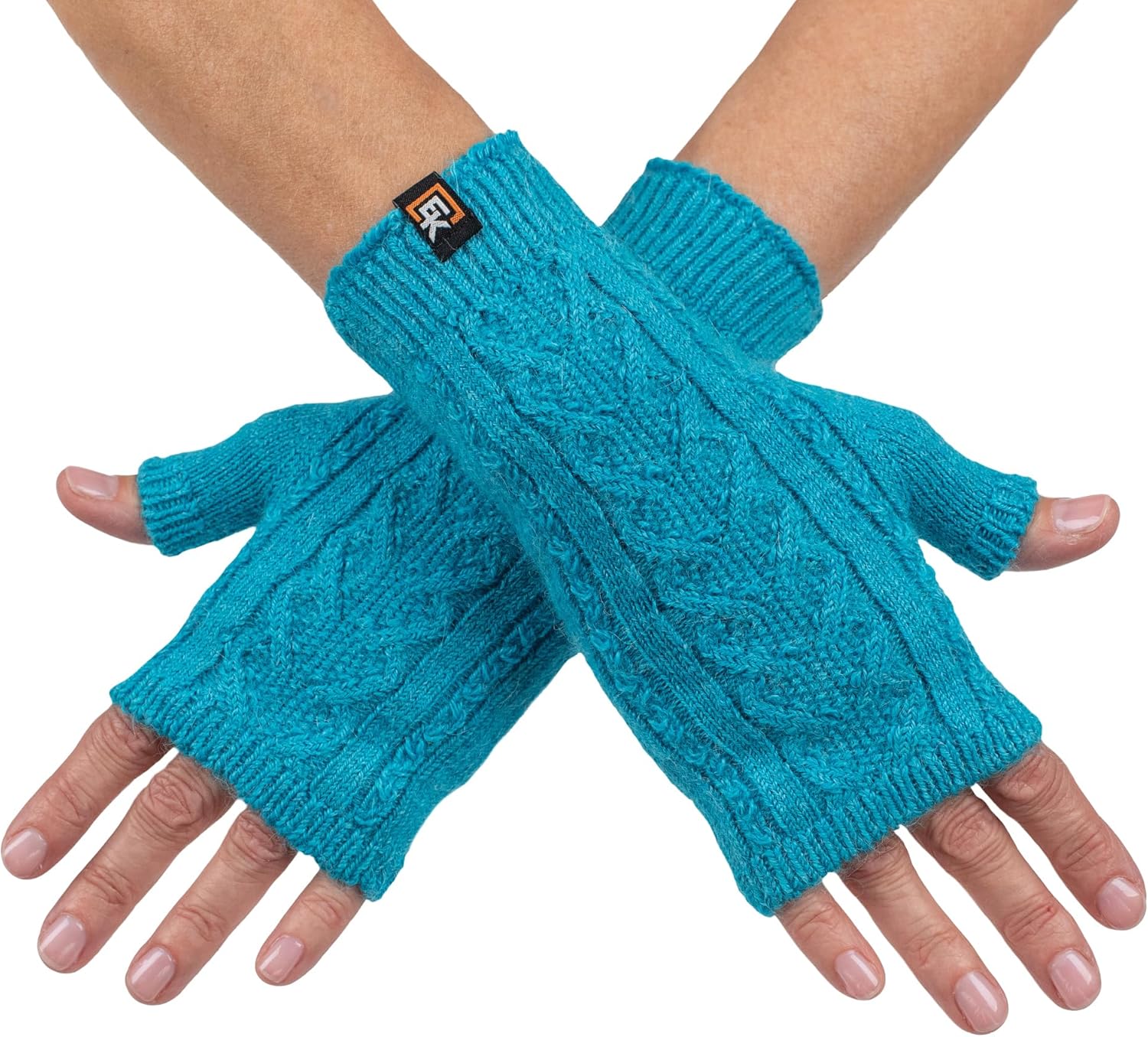 Alpaca Cable Knit Fingerless Mittens - Super Soft Comfort