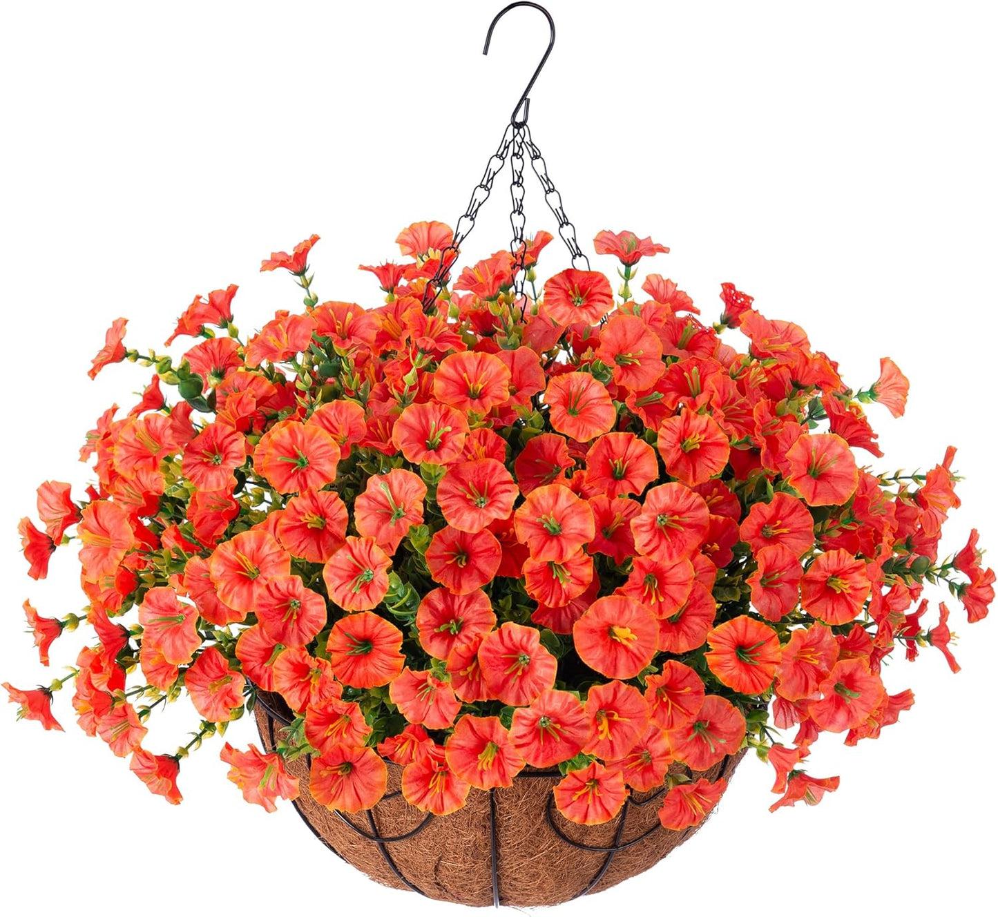 Artificial Fall Flowers Hanging Basket for Outdoor Decoration