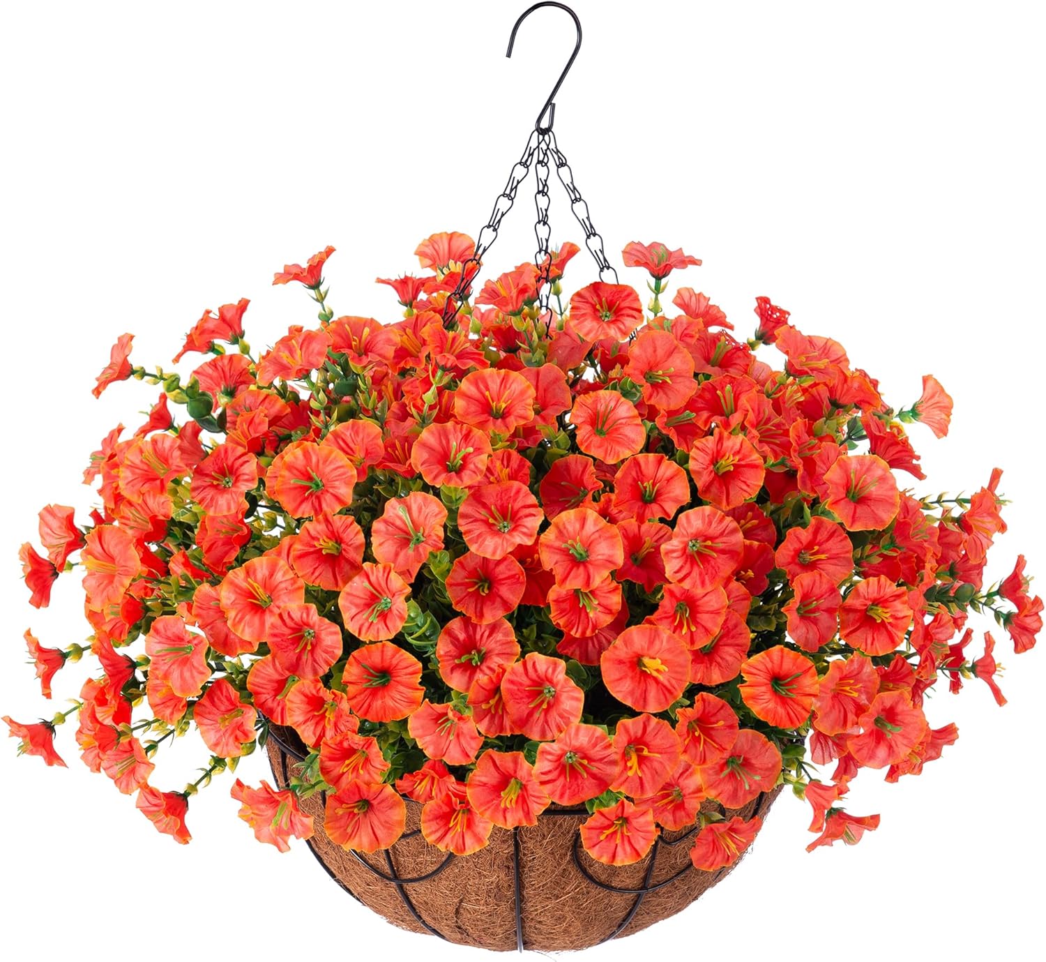 Artificial Fall Flowers Hanging Basket for Outdoor Decoration