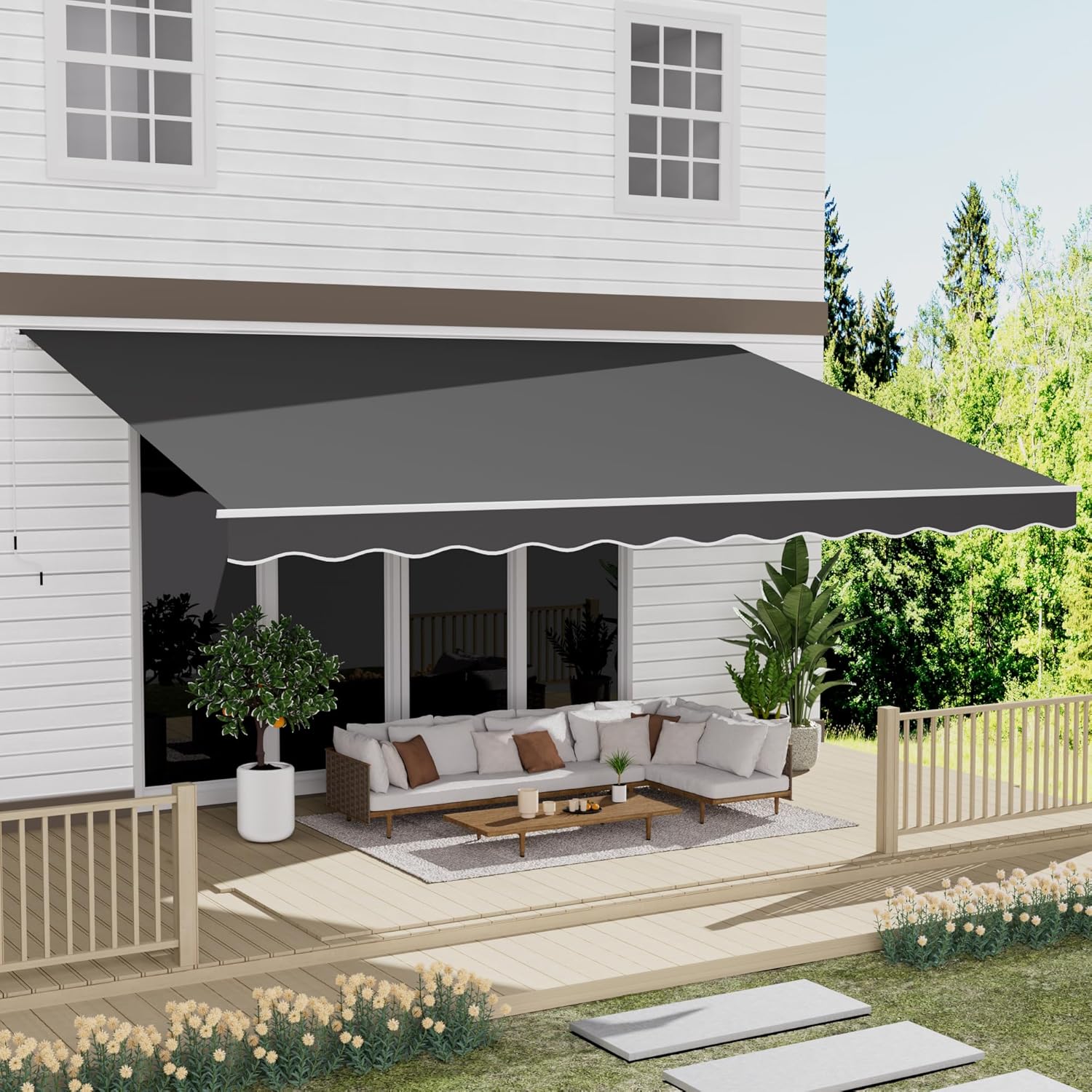 13ft x 8ft Retractable Patio Awning for Sun Protection and Style