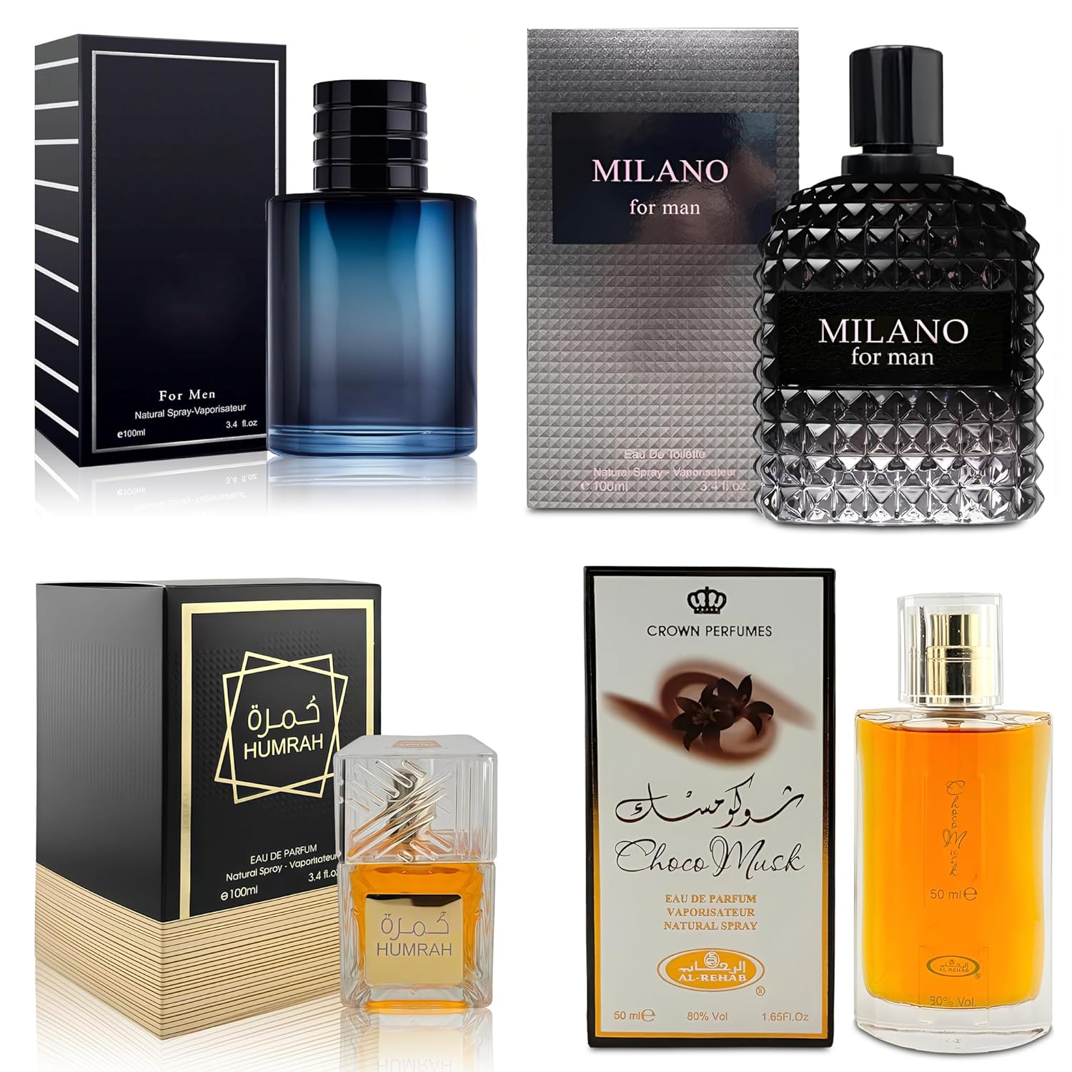 4-Piece Cologne Set for Men with Woody, Spicy, Citrus Scents