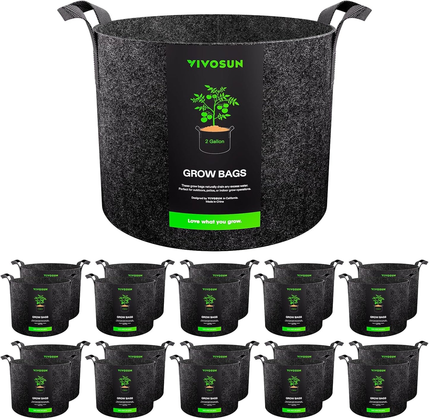 VIVOSUN 20-Pack 2 Gallon Grow Bags for Healthy Plant Growth