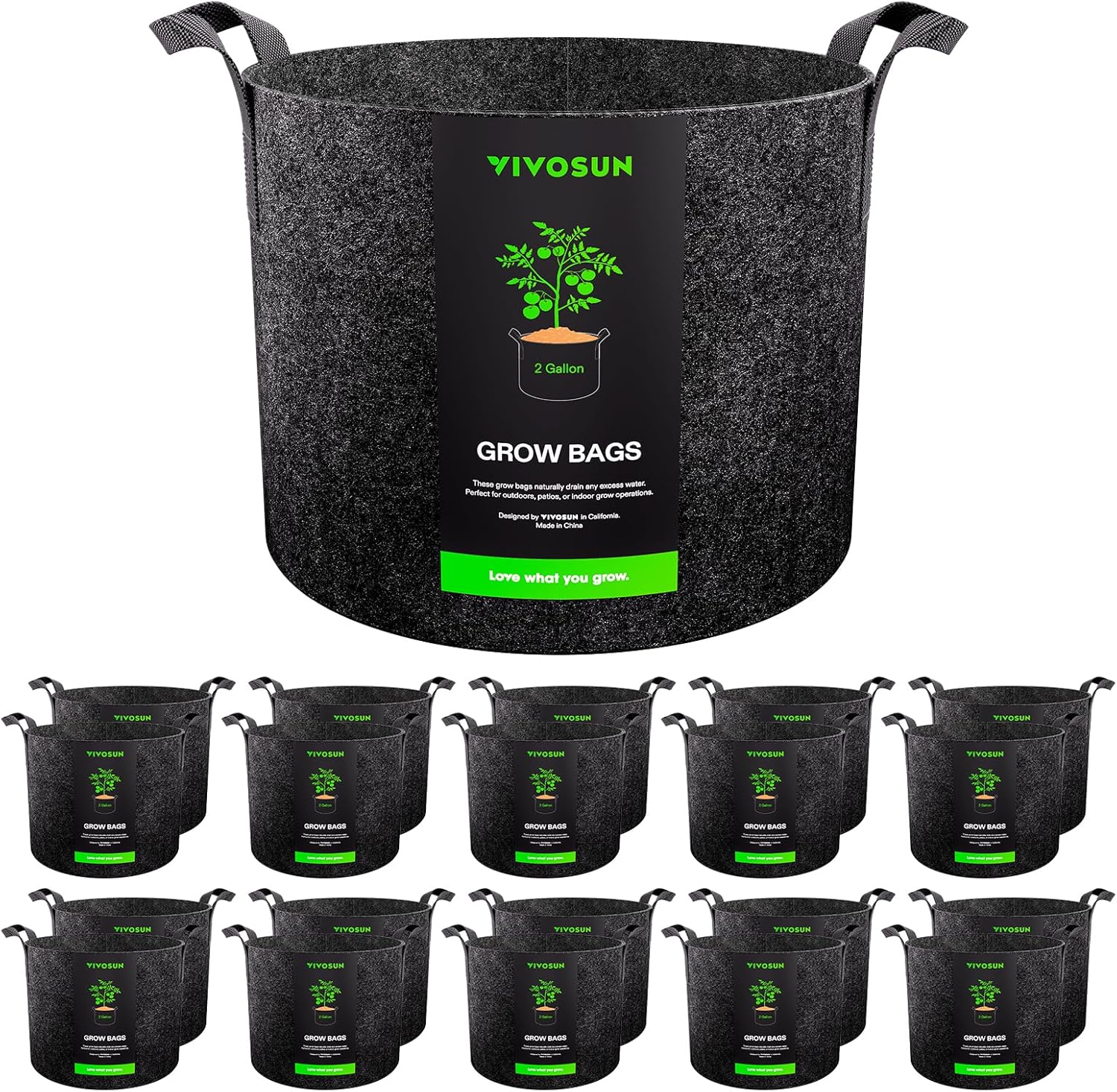 VIVOSUN 20-Pack 2 Gallon Grow Bags for Healthy Plant Growth