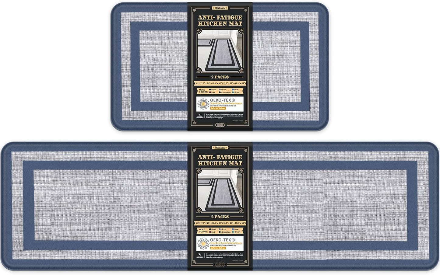 Mattitude Kitchen Mats Set of 2 Cushioned Anti-Fatigue Rugs