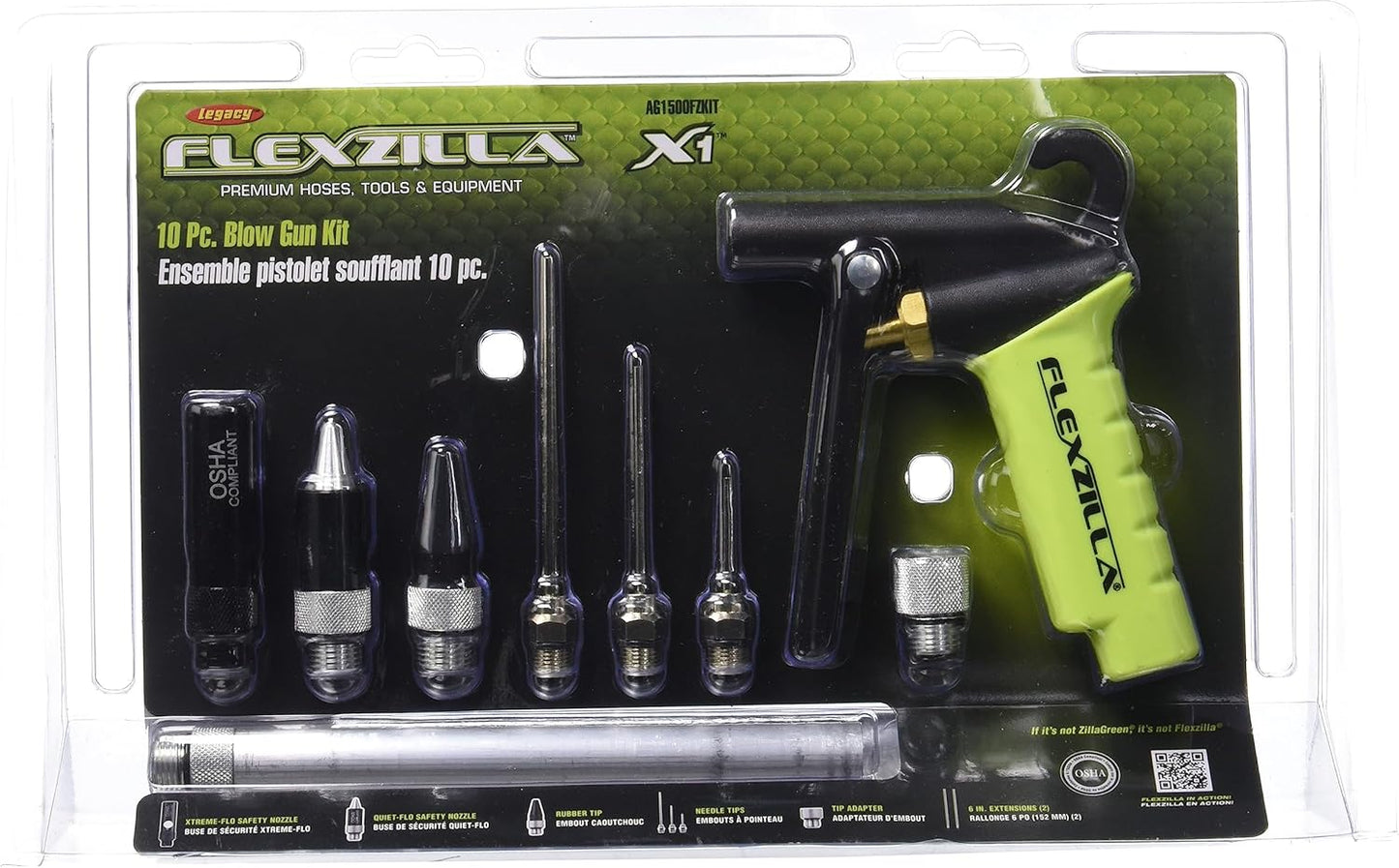 Flexzilla X1 Blow Gun Kit | Adjustable Airflow, 10-Piece