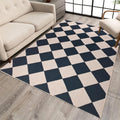 Checkered Area Rug 5x7 Black Brown Diamond Pattern - Soft, Washable