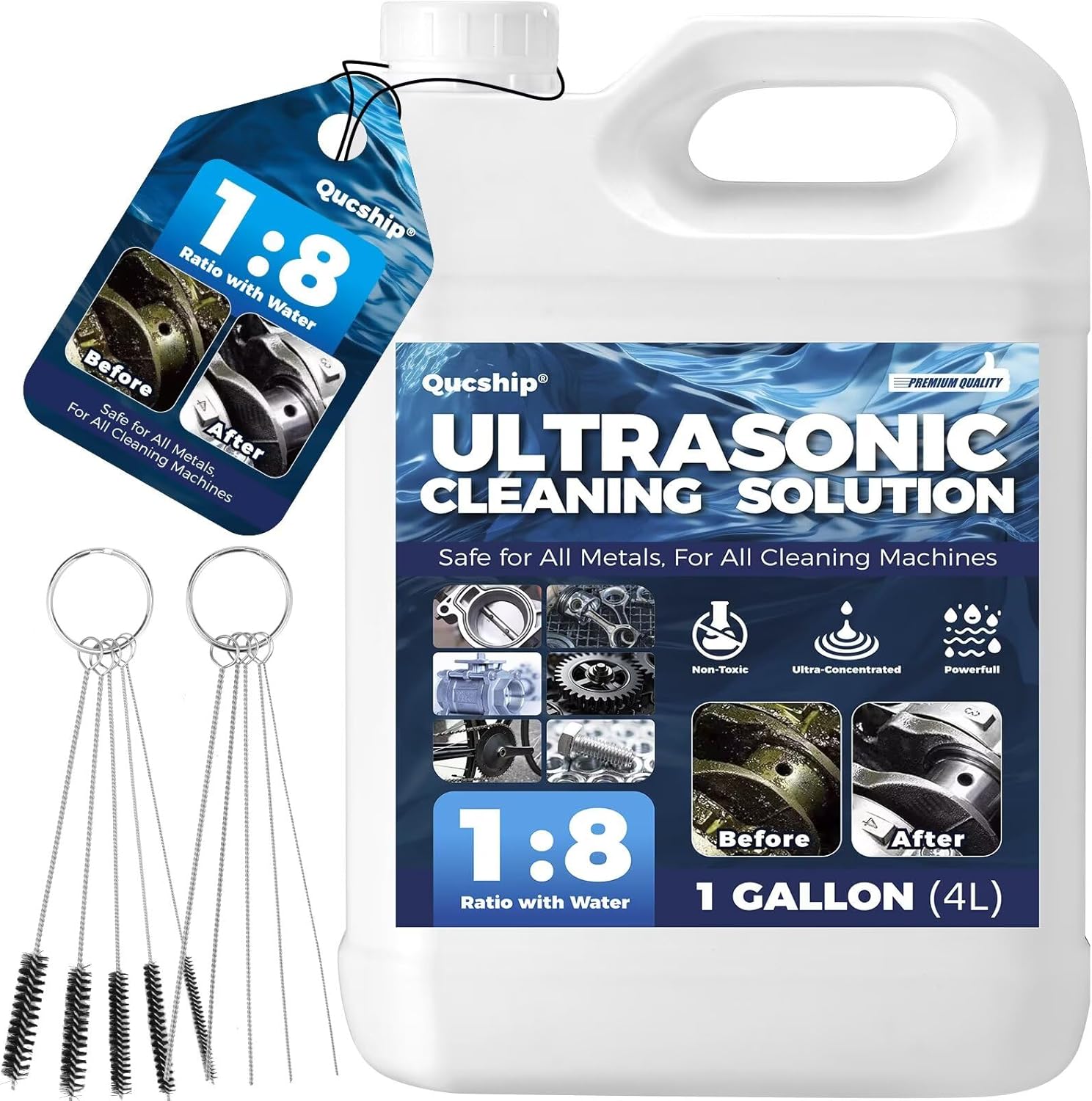 Qucship Ultrasonic Cleaner Solution for Engine Parts 1 Gallon