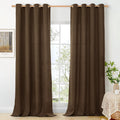 Brown Linen Curtains 95 in Length Chocolate Rustic Drapes - Privacy