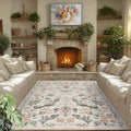 6x9 Area Rugs Washable Rug - Soft Boho Floral Non-Slip Thin Rug