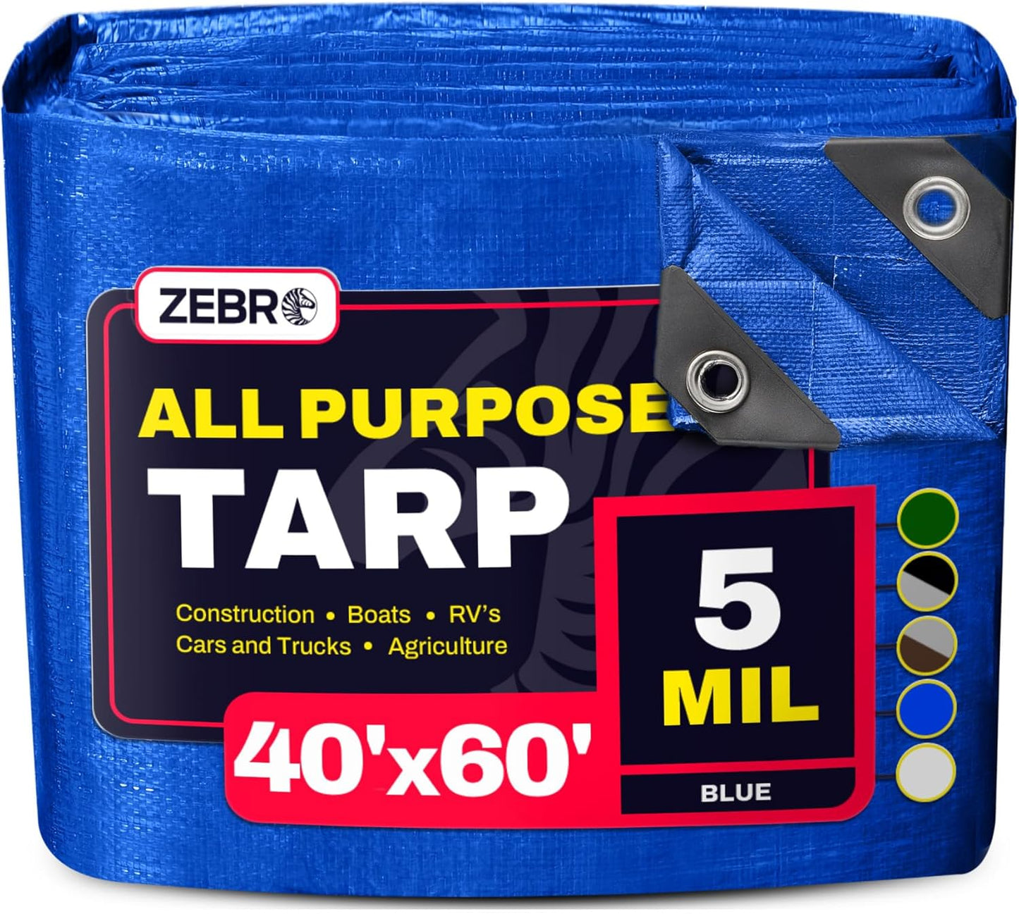 40ft x 60ft Blue Tarp - Durable Waterproof Tarpaulin for Camping