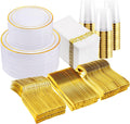 Gold Dinnerware Set for 100 Guests - 700pc Party Set with Cutlery