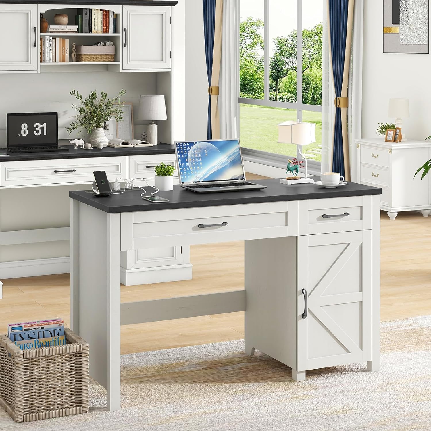 Farmhouse 47 Executive Desk - Organized Workstation!