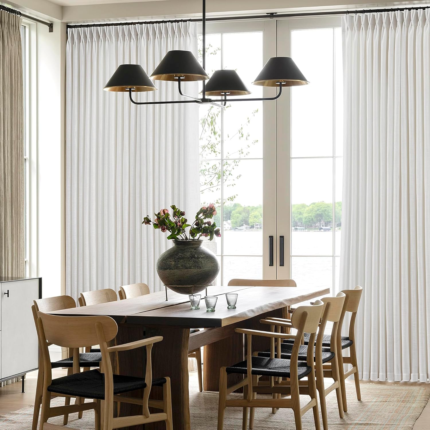 92 Inch Pleated Linen Curtains Set for Elegant Home Decor