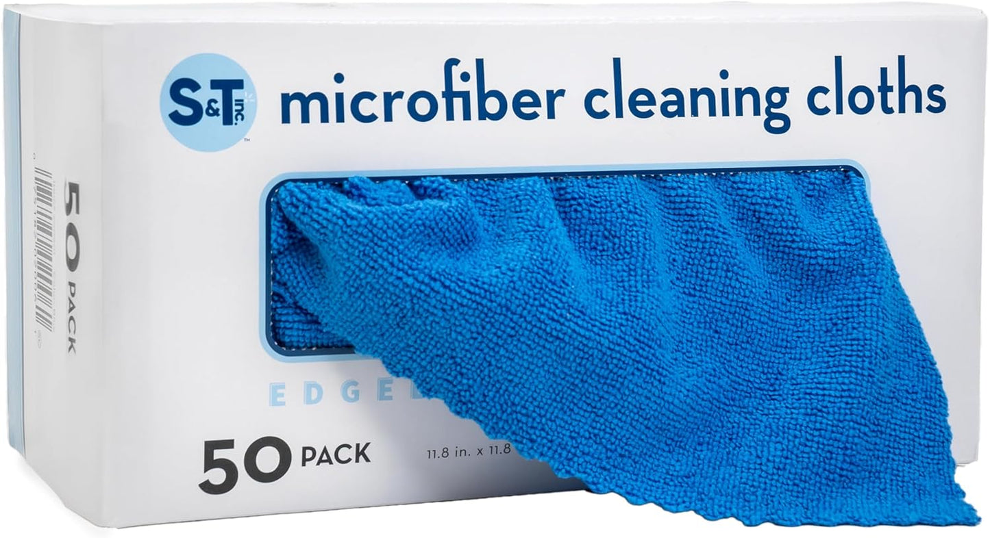 50 Count Microfiber Cleaning Cloths in Blue