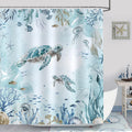Teal Blue Sea Turtle Shower Curtain - Waterproof 72x72