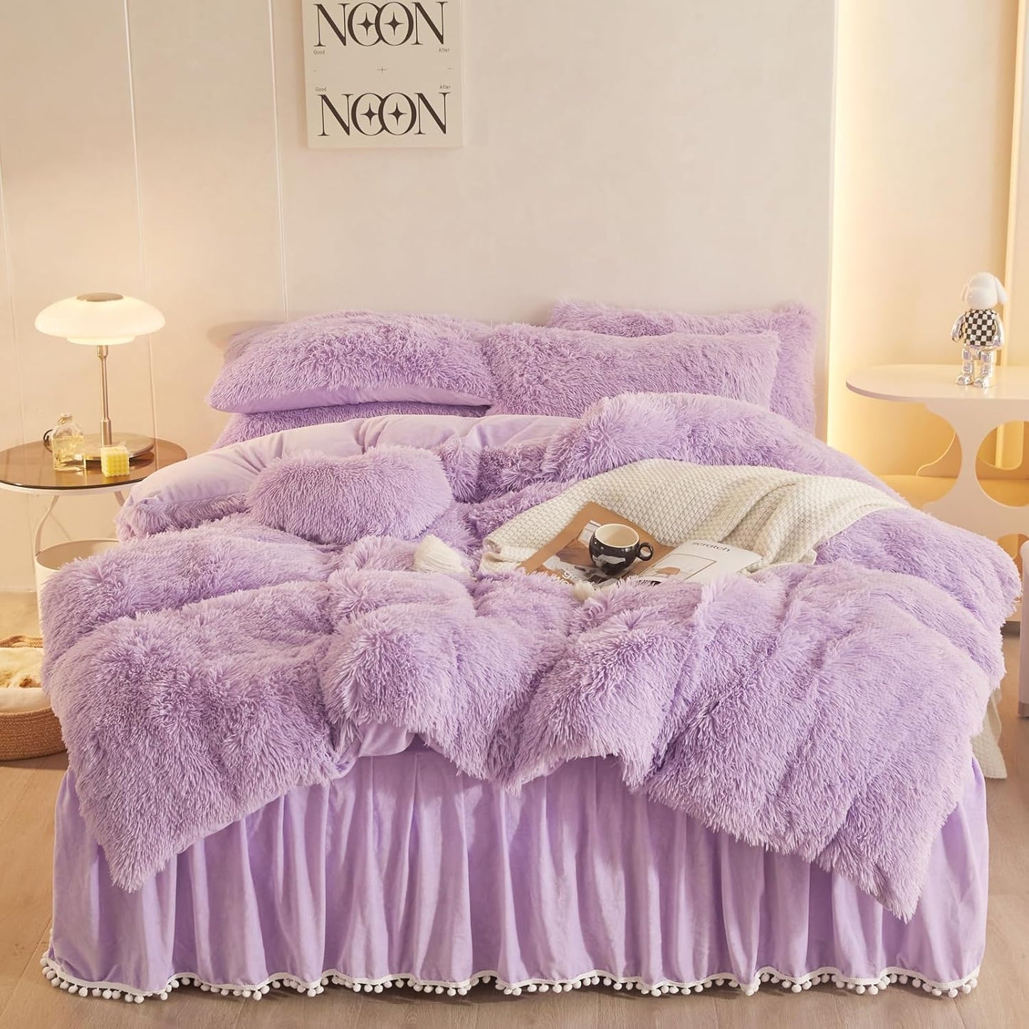 Fluffy Lavender Comforter Cover Twin Set for Cozy Sleep