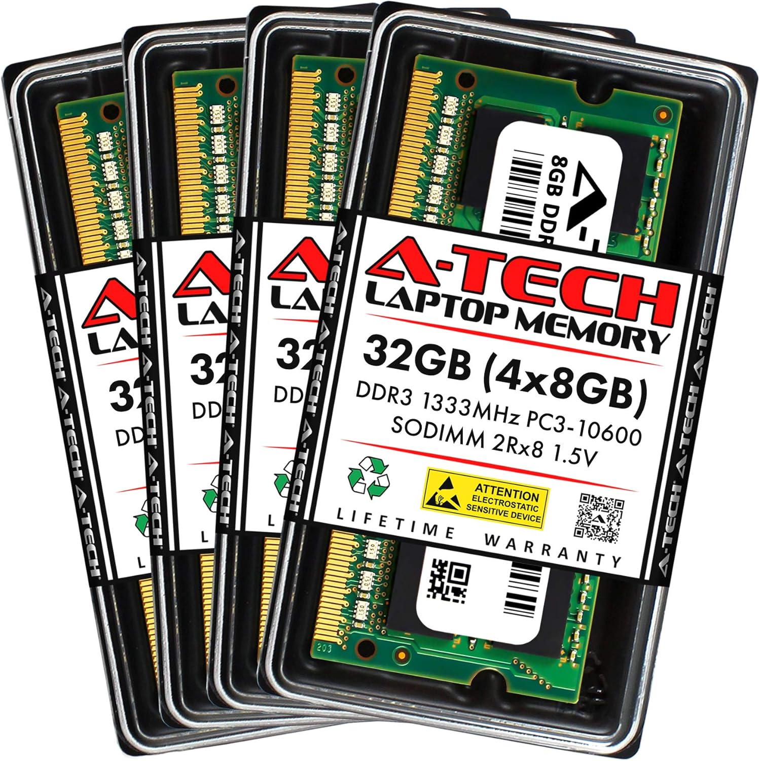 A-Tech RAM 32GB Kit DDR3 1333 MHz SODIMM for Laptop Upgrade