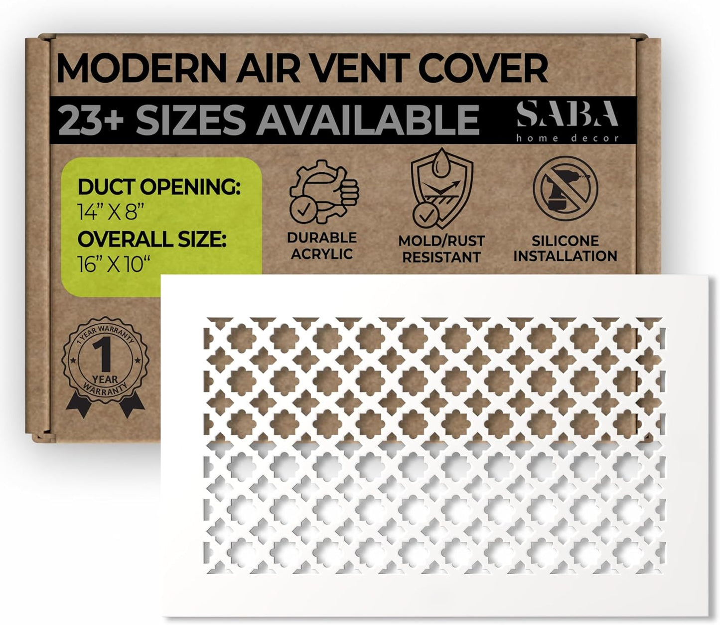 SABA Home Decor Air Vent Cover Grille - Stylish White Finish