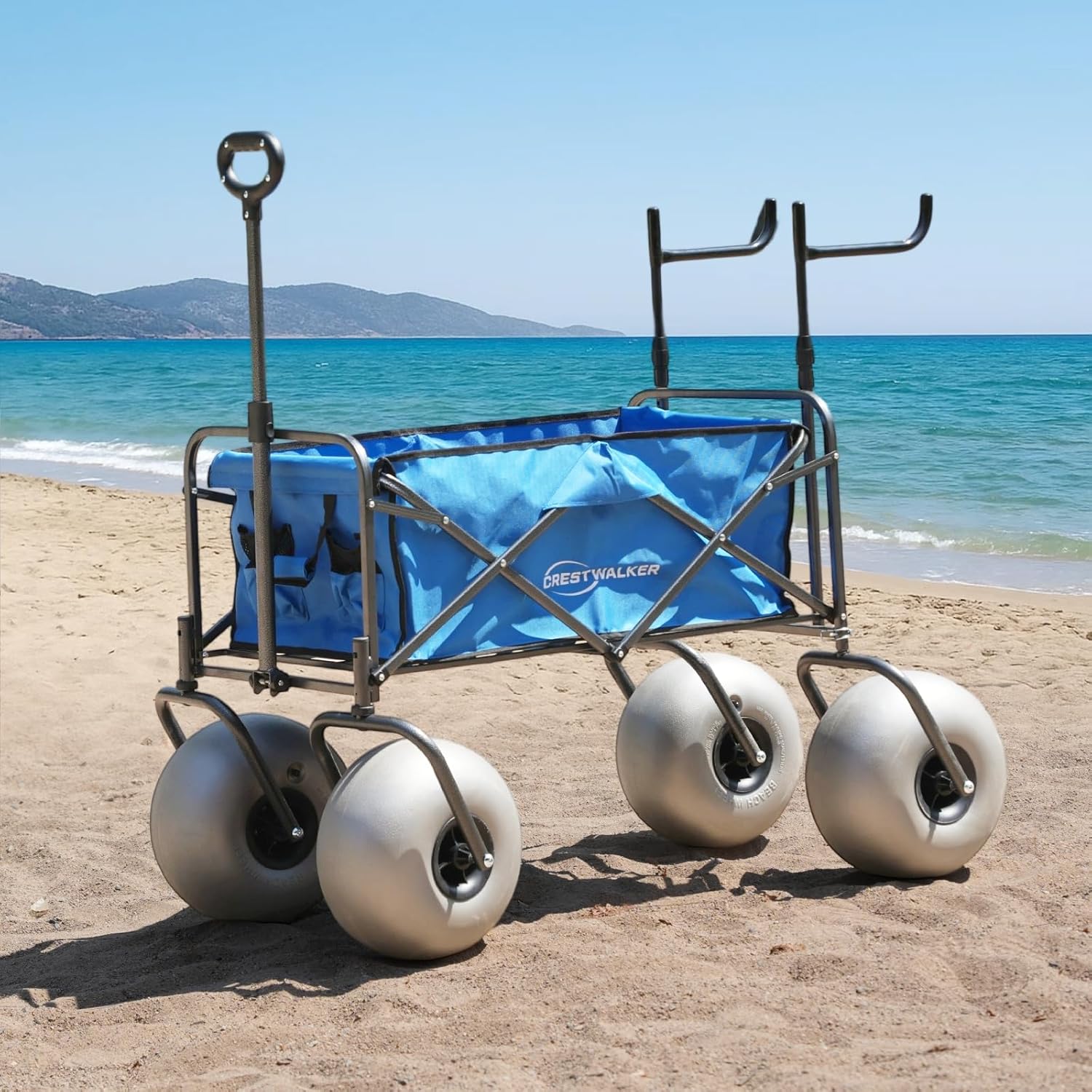 Beach Cart with 13 Inch Balloon Wheels for Easy Sand Transport