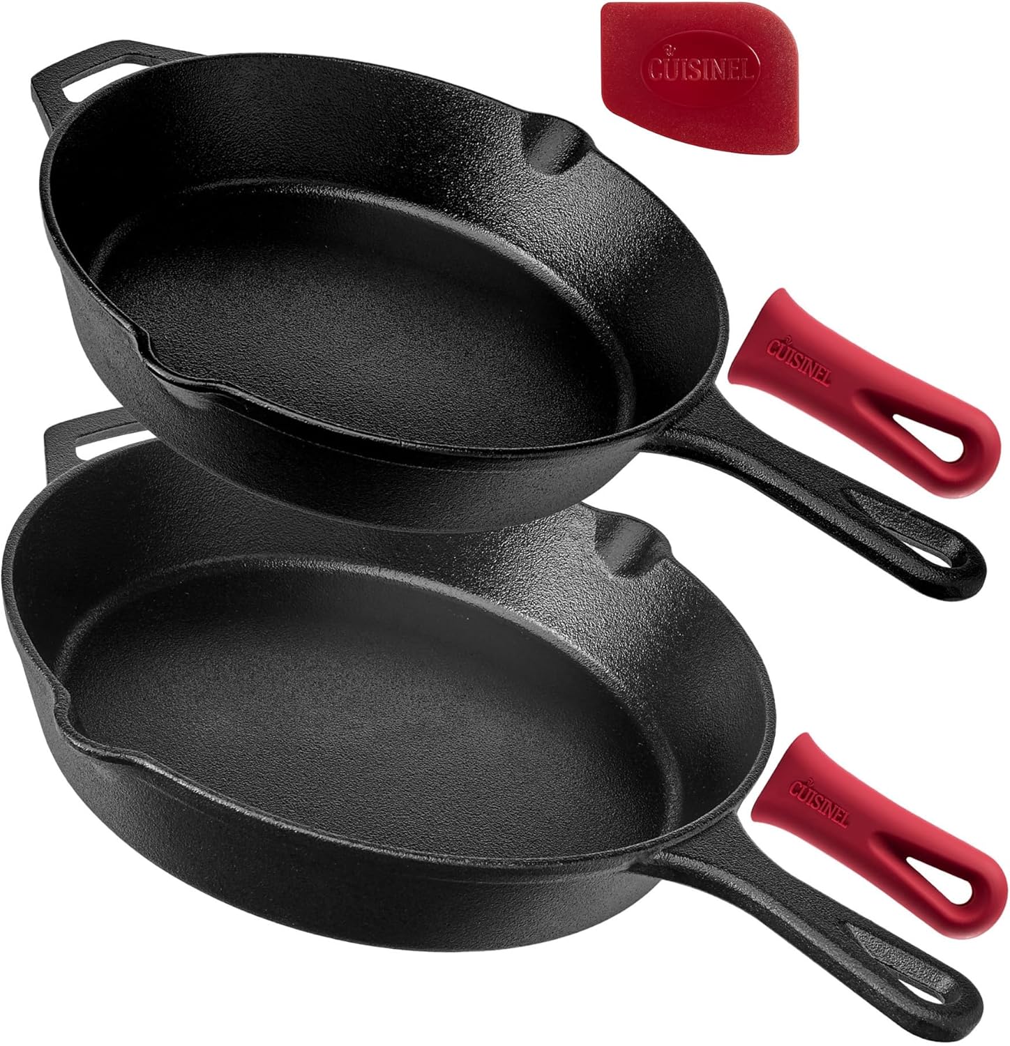 Cuisinel Cast Iron Skillets Set - Versatile 10 and 12 Inch Pans