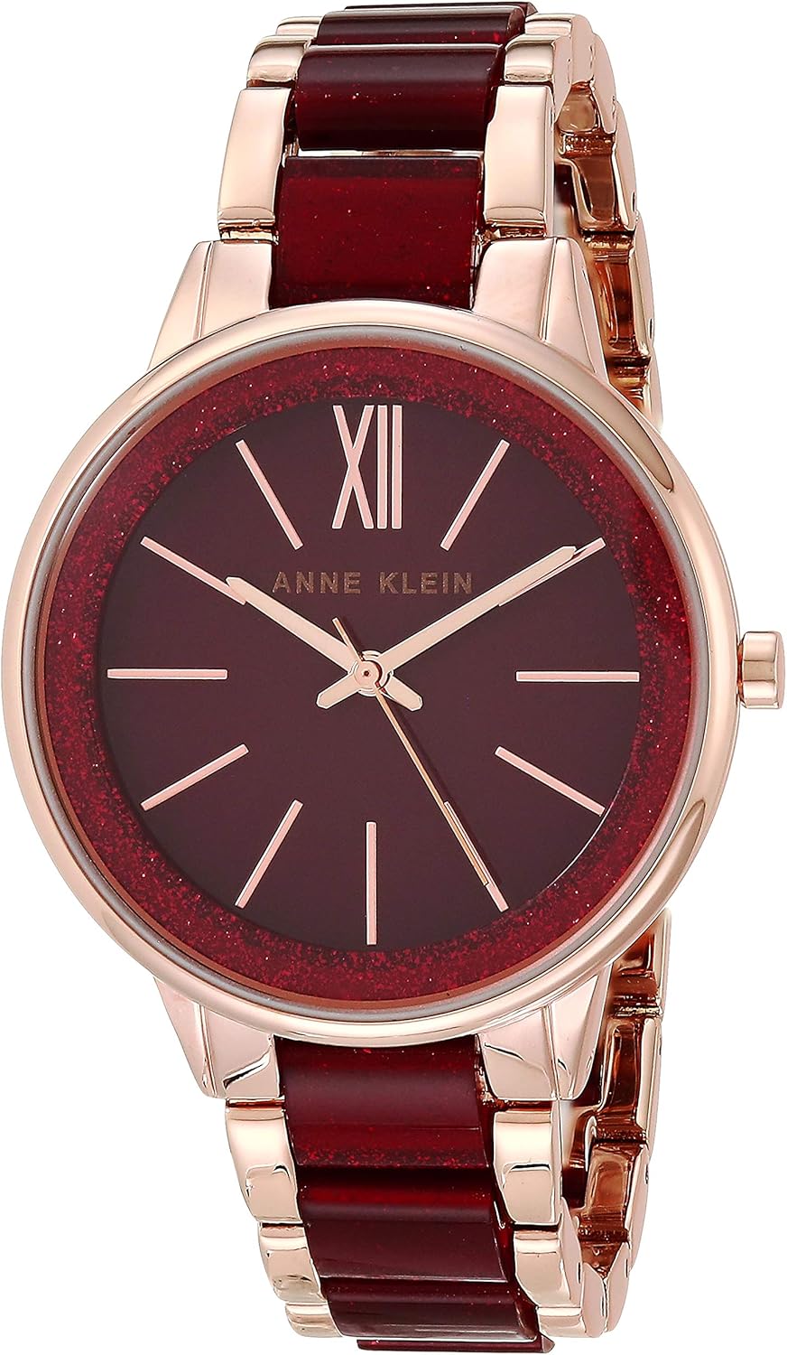 AK Anne Klein Women's Resin Bracelet Watch with Burgundy Dial 37mm